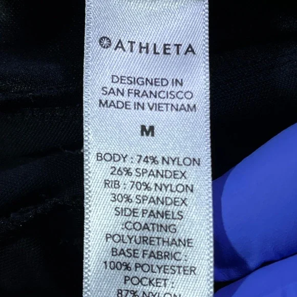 Athleta Venice Velvet Stripe Jogger Black Womens Size M Ribbed Waist Zip Pockets - Picture 13 of 16